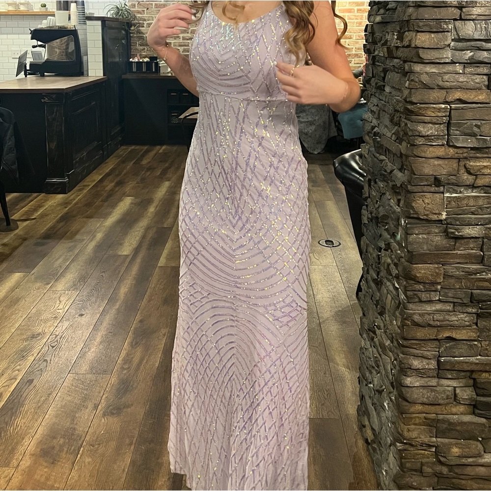 Lavender Sequin Evening Gown